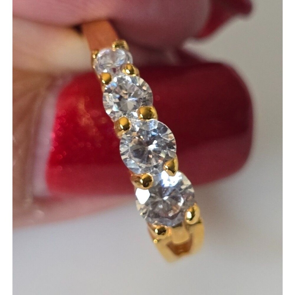 Gold Plated Anniversary Band Ring Cubic Zirconia Sizes  7 8.5 10   4 stones *